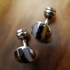 Genuine Tiger's Eye/Onyx/Mother of Pearl Cufflinks